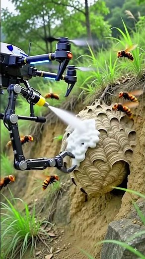 🛸Drone vs Giant Wasps! Smart Wasp Nest Removal Technology​।।🐝#shortsfeed