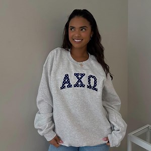 Polka Dot Embroidered Crewneck / Grey Sorority Crewneck / Grey Sorority Sweatshirt / Sorority Apparel / Greek Apparel - Etsy