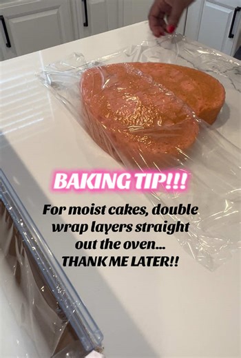 I don’t do dry cakes…so this method works for me every single time. Double wrap your layers as soon as they come out of the oven, freeze them, decorate your cake frozen, and I promise, your cake will melt in your mouth!!! #cakedecorating #frozencakes #bakingtips #moistcake #bakingtiktok #trusttheprocess #cake