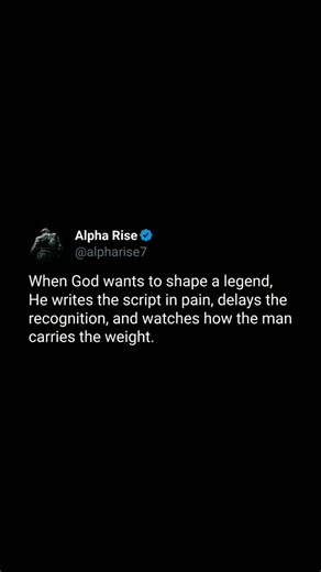 Alpha Rise on Instagram: "Great men are forged, not favored. Pain builds them, silence tests them, and time reveals who can carry the weight. Follow @alphariseofficial7 #alpharise #faith #discipline #focus #manhood"