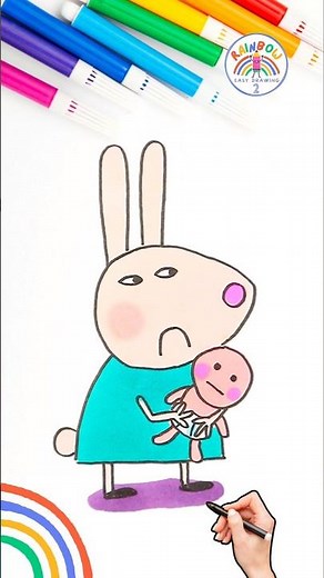 Rebecca Rabbit Drawing | Draw Angry Rebecca Rabbit Easy Drawing 🌈🐽 #peppapig #short #angry