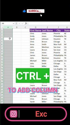 🔥Excel Shortcut to Add & Remove Columns |Quick Excel Tips💡 #excel #excelshorts #excelshortcuts #tips