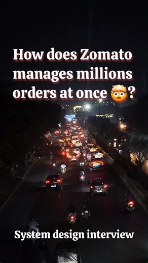 Ekta Agrawal on Instagram: "How does Zomato handle millions of orders at the same time? 🤯🍔 Follow for more such videos 🤯 Zomato uses a highly scalable, distributed system designed for massive traffic: 1️⃣ Microservices ⚙️ Independent services (orders, payments, delivery, tracking) scale separately → no bottlenecks. 2️⃣ Load Balancers ⚖️ Requests are spread across many servers so nothing crashes and latency stays low. 3️⃣ Distributed Databases 🗂️ Data is sharded + replicated → super fast read