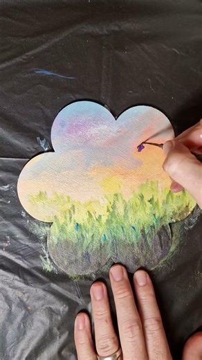 How to Paint a Colorful Flower Field with Acrylics | Easy for Beginners #painting #art #howtopaint