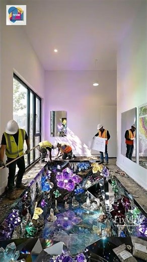 Building a 3D Crystal Cave Floor with Transparent Epoxy Resin 💎 Extreme Room Makeover by FixVibe