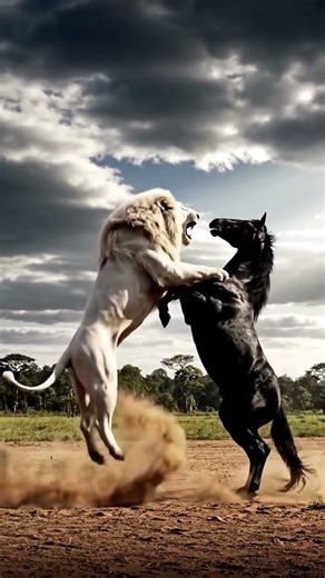 Extreme Wildlife Encounter | White Lion vs Horse #lion #animals