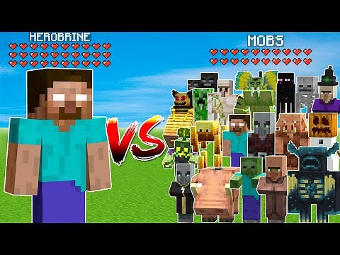 Herobrine vs All Mobs in minecraft - Herobrine vs Every mob - Mob Battle