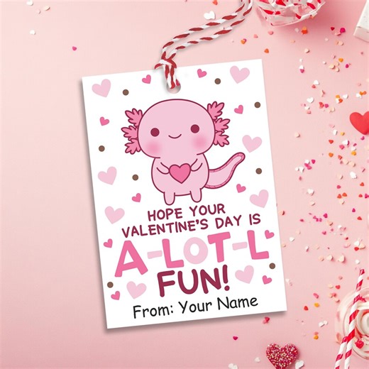 Axolotl Valentine Gift Tags Printable for Kids Friends Coworkers Teachers Students, Happy Valentine's Day Treat Tag - Etsy Canada