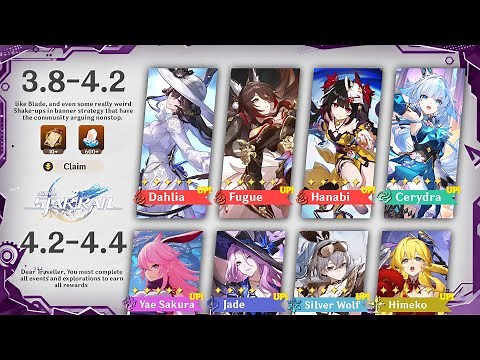 NEW UPDATE!! 3.8 to 4.4 Banner ROADMAP Dahlia, Cerydra, Yae Sakura - Honkai Star Rail