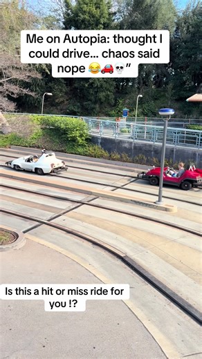 Autopia may look cute, but don’t be fooled—these cars have a mind of their own! 😵‍💫 From steering fails to unexpected bumps, this ride is pure Disney chaos 🏁✨#Autopia#DisneyRides#DisneyTikTok#FamilyRides#DisneyChaos