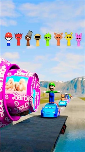 Funny Cars Crossing Bollard Pothole vs Car #000 - BeamNG.Drive#shorts