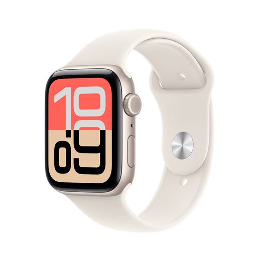 Open Box Apple Watch SE 3 [GPS Cellular 44mm] Smartwatch with Starlight Aluminum Case with Starlight Sport Band - M/L