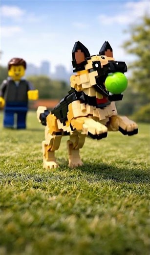 Cinematic LEGO German Shepherd Fetch Scene | Ultra Realistic | AI Generated 🐕🎬 #aiart #aivideo#GSD
