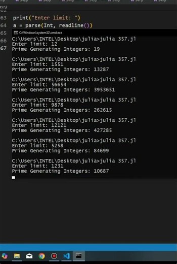 julia | Euler project 'Prime generating integers' | CodeLearning