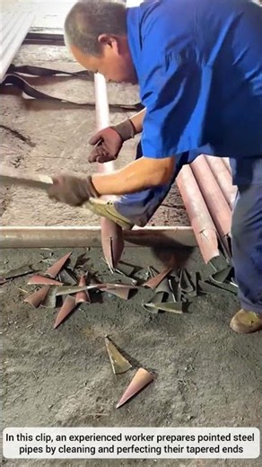 Manual Tapering And Cleaning Of Steel Pipe Ends