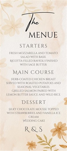 Elegant Wedding Menu Card Template | Minimal Beige Wedding Menu | Printable Reception Menu | Modern Classic Wedding Stationery - Etsy