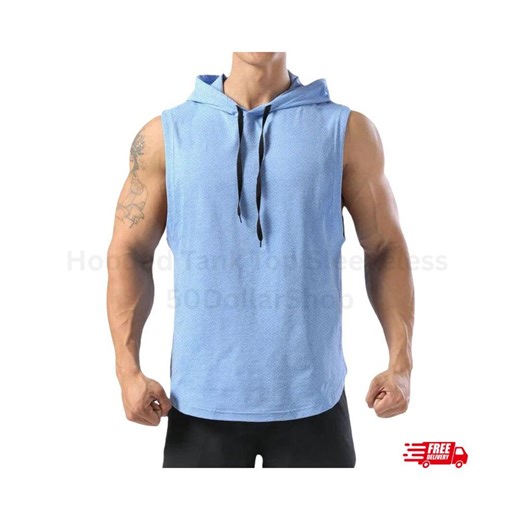 Men's Hooded Tank Top: Solid Color Sleeveless Gym Vest - Etsy