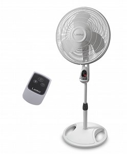 Lasko 16" 3-Speed Oscillating Remote Controlled Adjustable Pedestal Fan, White, 1646