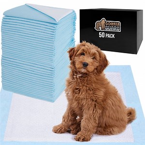 Gorilla Guard Disposable Puppy Pads, 5 Layer Pee Pads, Absorbent Changing Pad, 50 Count 28x34 in