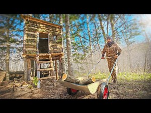 1M views · 7.4K reactions | Solo Treehouse Adventure: DIY Cart & Fire-Cooked Meals in the Wild Cre: @JoshuaGammon #bushcraft #survival #shelter #dugout #shelter #camping #outdoor #living #asmr #cozy #fireplace #winter #shelter #winter #camping #solo #camping | Garden Mind | Facebook