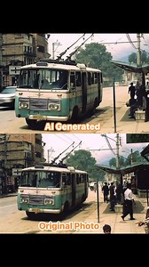 3.3K views | In early 1990s, Trolley bus waiting for passengers near Tripureshwor Junction. #ktm, #trolleybus, #AI | Nepal's History with AI | Facebook