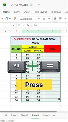 Excel Shortcut keys Calculates Marks in 1 Second 😱 | #shorts #exceltricks #excelhacks