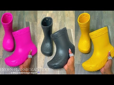 CROCS CLASSIC RAIN BOOT UNBOXING REVIEW & TRY ON HAUL | FT. 3 NEW COLORWAYS | BALENCIAGA DUPES!