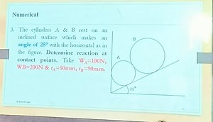 NumericalThe cylinders A \& B rest on an inclined surface whic... | Filo