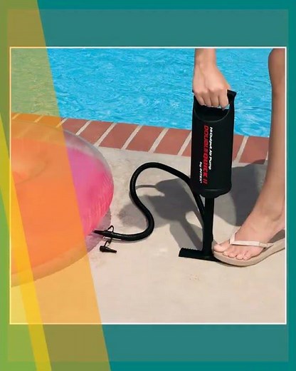 Intex Inflatable Rectangular Pool, Multi Color & Intex 68614 Double Quick Air Pump, Black