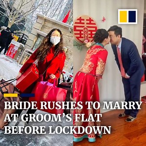 Knowing her fiance was trapped by a lockdown, a bride-to-be rushed to his flat before the lockdown deadline so they could be married in a simple ceremony. | SCMP Video