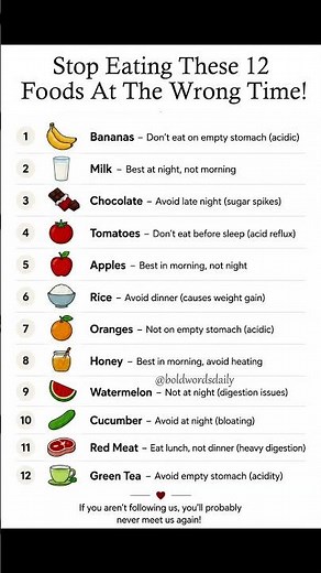 12 Foods You Eat At The Wrong Time! ⏰ Quick, essential healthy eating tips.
