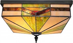 16" Tiffany Ceiling Light Fixture, Stained Glass Hanging Light Fixture, 4 Lights Vintage Tiffany Style Flush Mount Ceiling Light for Kitchen Hallway Foyer Dining Room