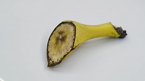 8K Rotting and moldy banana slice