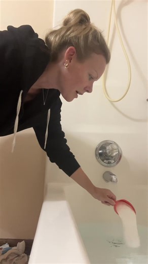 Finally stripping the cheer uniforms hopefully they look better after. We rent uniforms and these are used so there’s stains and ripped hems. #cheermom #strippinglaundry