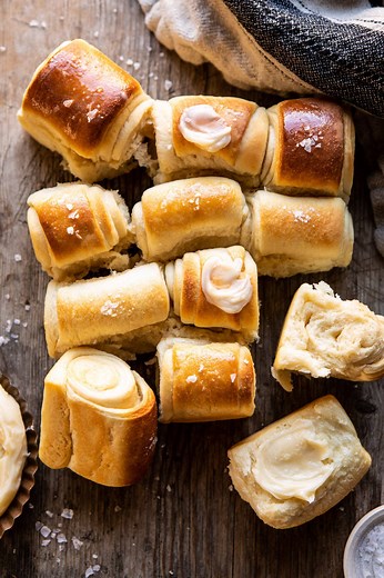 Salted Honey Butter Parker House Rolls.