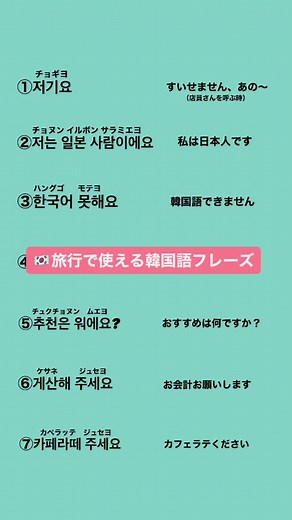 韓国旅行で役立つ韓国語フレーズ集