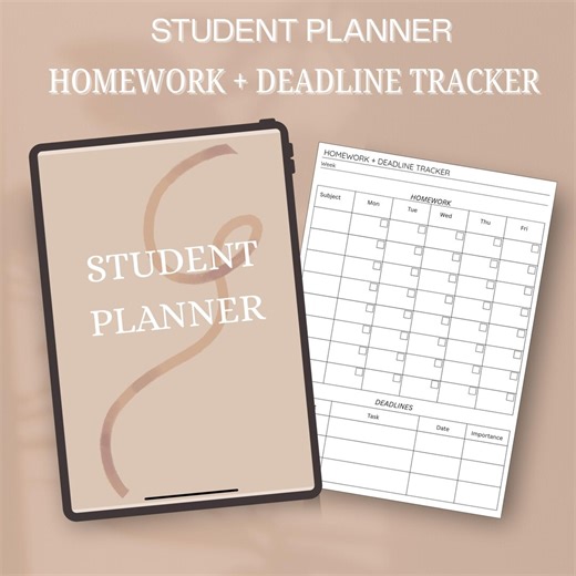 Homework Tracker Printable PDF | Student Assignment Planner A4 | Weekly Study Organizer | Deadline Checklist | Pink Academic Planner - Etsy
