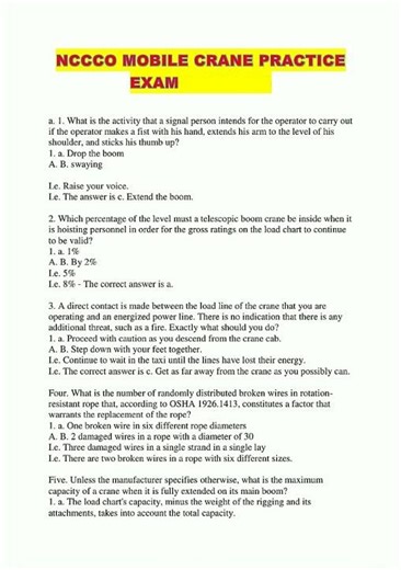 NCCCO MOBILE CRANE PRACTICE EXAM 886 new video