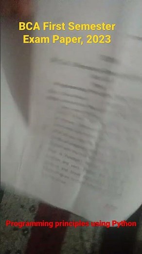 BCA First Semester exam paper 2023 #Programming principles using Python #Pythonprogramming