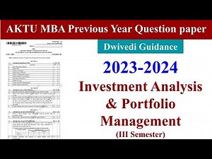 aktu mba previous year question paper, aktu mba Investment analysis and portfolio management