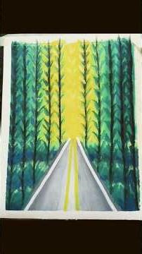 Forest road Painting with Oil pastel Art #shorts #drawing #shortfeed #creativeart