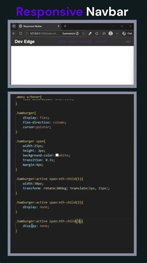 Responsive Navar in HTML CSS JavaScript | #webdevelopment #coding #animation