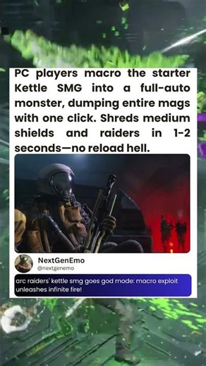 arc raiders' kettle smg goes god mode: macro exploit unleashes infinite fire! #arcraiders #gaming