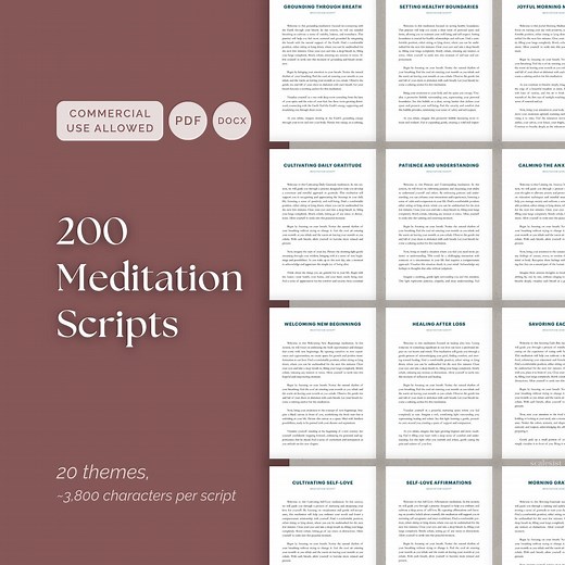 200 Meditation Scripts for Coaches, Guided Mindfulness Anxiety Relief Pdfs, Editable Bundle for Teachers, Therapists and Practitioners - Etsy