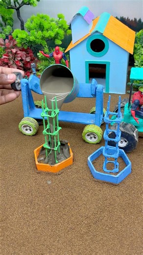 😱 Real Working Mini Tractor Making Cement Pillar | Amazing DIY Construction Machine 🚜#shorts