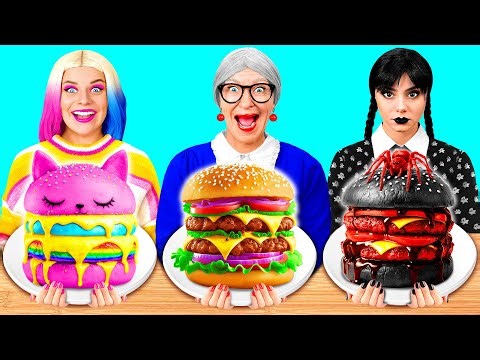 Wednesday vs Grandma Cooking Challenge | Amazing Kitchen Recipes by AZaZa Challenge