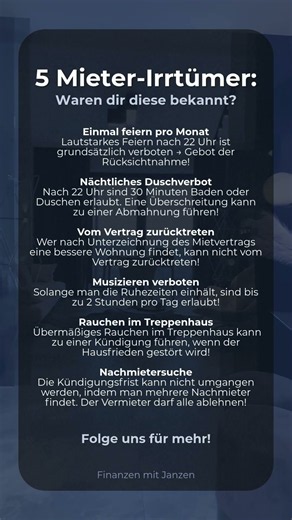5 Mieter-Irrtümer | #mieter #miete #finanzen #vermögensaufbau
