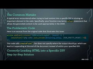 How to Load HTML Generated with JavaScript into a Specific DIV Correctly