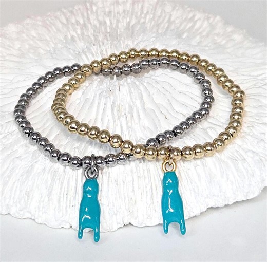 Italian Mano Cornuto Gold and Silver Beaded Bracelet Good Luck Charms - Etsy