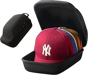 Hard Hat Travel Case – Storage for Baseball Caps with Carrying Handle and Adjustable Shoulder Strap, Hat Organizer Protects up to 6 Hats, for Travel and Home Storage (Black)